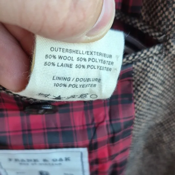FRANK & OAK Laurier Fit Brown Weave TWEED Wool Blend Mens 38 S Sport Coat Blazer - Picture 11 of 11